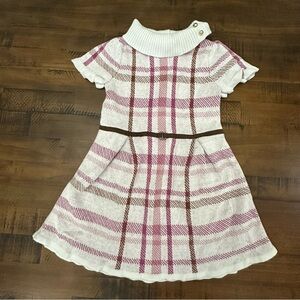 Vintage Girls Janie And Jack Plaid Equestrian Sweater Dress Size 6